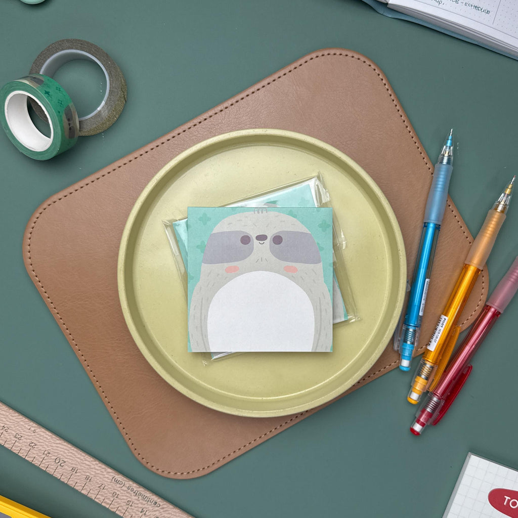 Smiling Sloth Sticky Notepad: Adorable memo pad perfect for journaling, to-do lists, and daily reminders