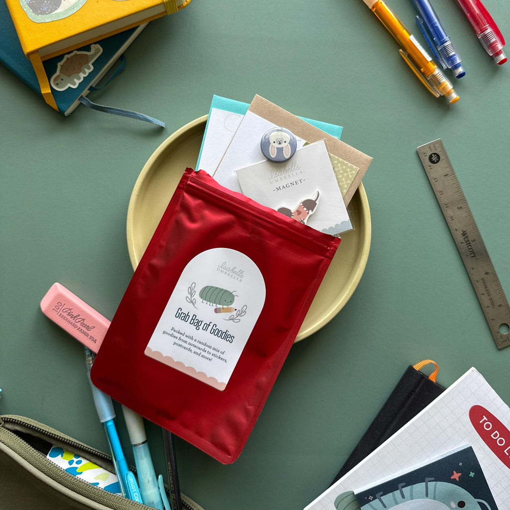 Small Grab Bag Surprise Pack of Cute Greeting Cards, Stickers, Postcards, and More!