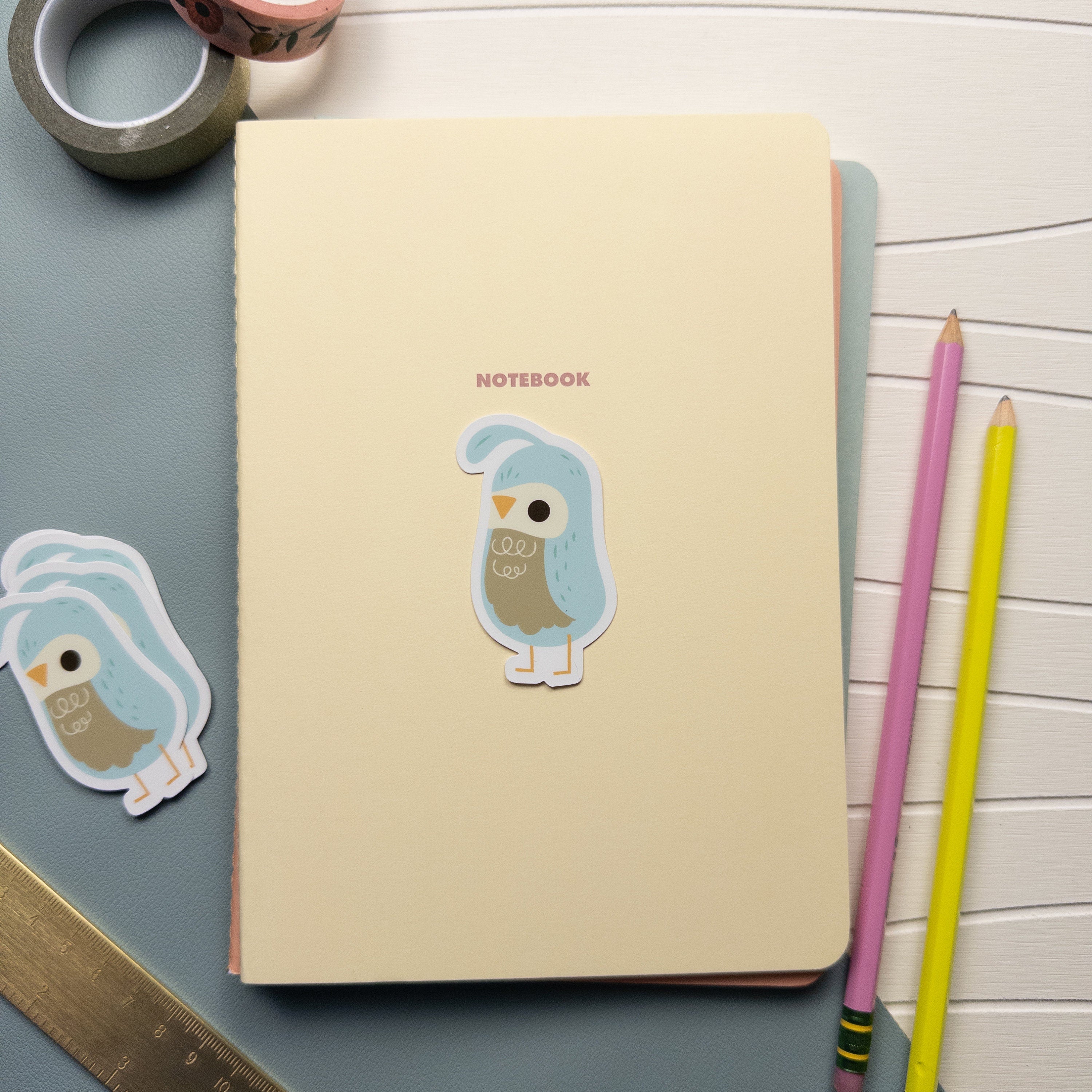 Cute illustrated quail vinyl sticker, waterproof matte bird decal for laptops, water bottles, and journals, kawaii nature stationery design.