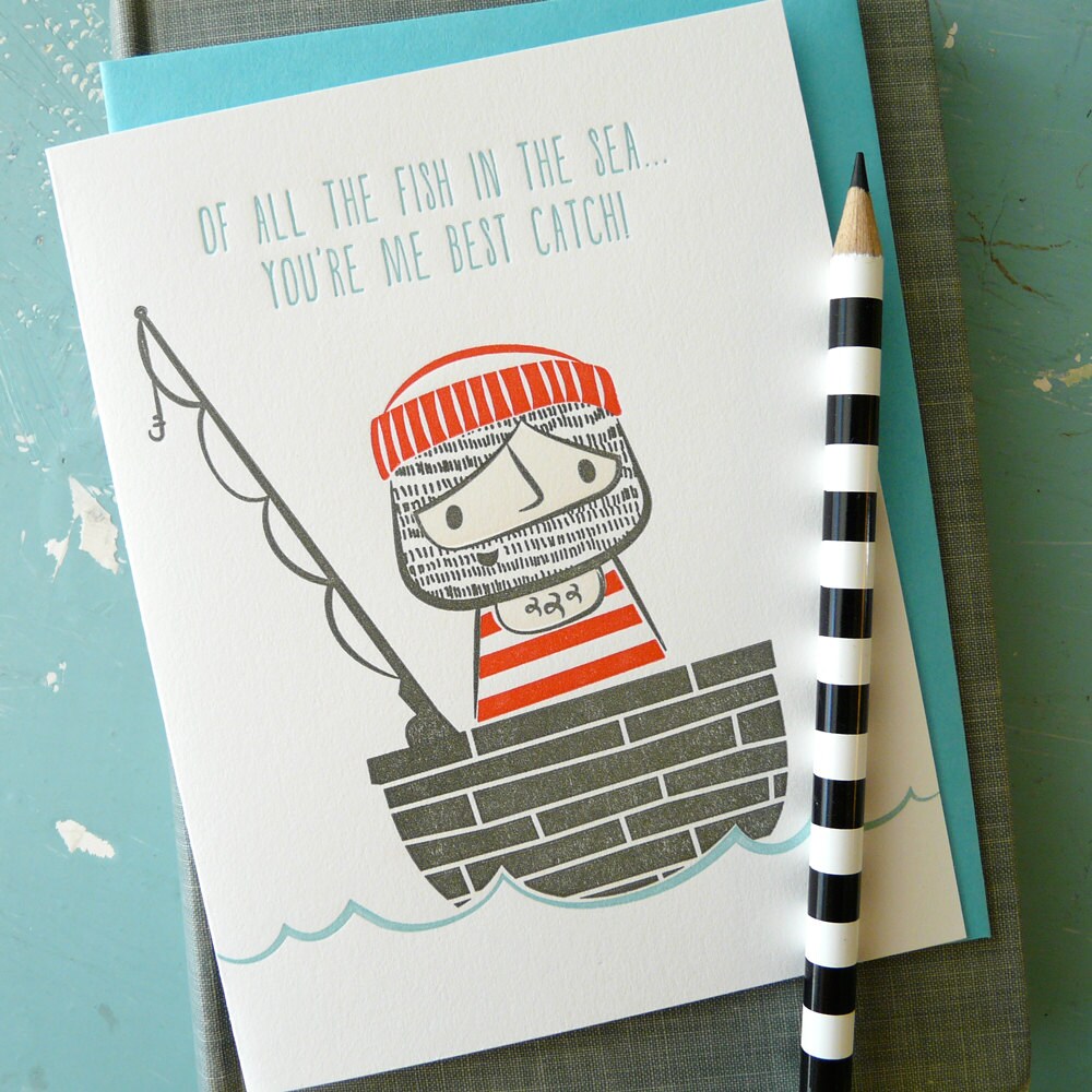 Sailor Love, Anniversary, Friendship Illustrated Letterpress Notecard 