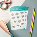 Seriously cute sticker set featuring owls in party hats, owls holding balloons, and a festive banner that spells out "yah!". Perfect for gift for stationery collectors.
