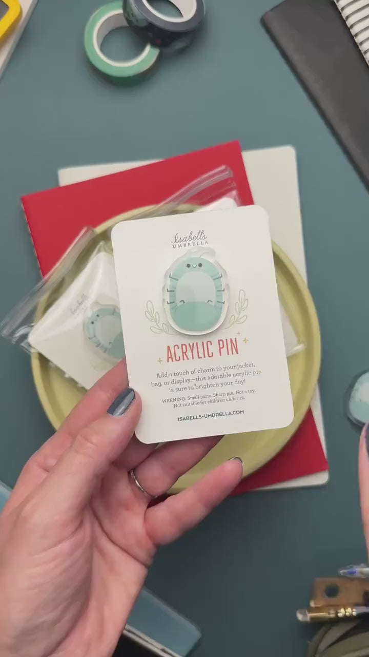 Roly Poly Acrylic Pin | Cute Bug Pin | Kawaii Insect Enamel-Style Pin | Cottagecore Nature Lover Gift | Cute Acrylic Pin with Epoxy Finish