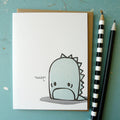 Cute sad monster illustrated letterpress card, handmade encouragement notecard with coordinating envelope, printed on vintage press.